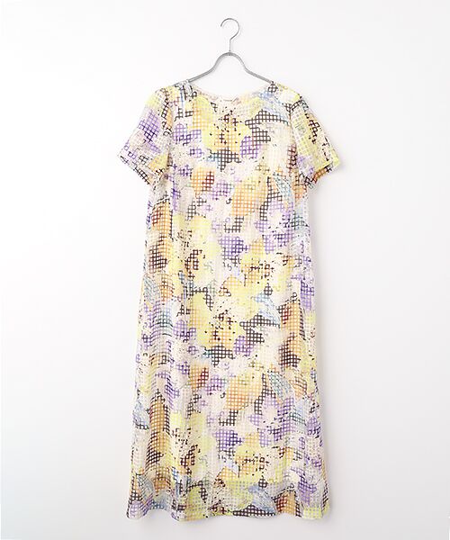 TABASA / タバサ ロング・マキシ丈ワンピース | オーガンジー × ミックスフラワープリント ワンピース（ブルー）