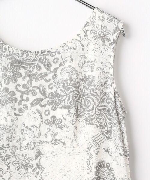 TABASA / タバサ ロング・マキシ丈ワンピース | フレンチリネン × かすりアート プリント ノースリーブ ワンピース | 詳細2