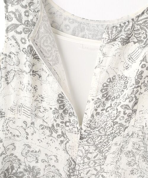 TABASA / タバサ ロング・マキシ丈ワンピース | フレンチリネン × かすりアート プリント ノースリーブ ワンピース | 詳細5