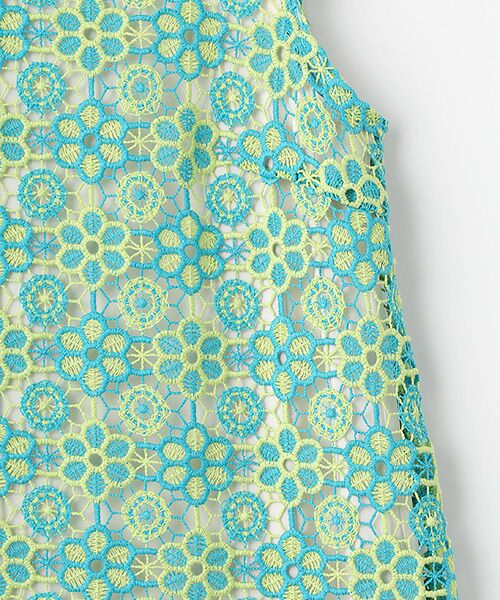 TABASA / タバサ ロング・マキシ丈ワンピース | バイカラー フラワー刺繍 ノースリーブ ワンピース | 詳細4