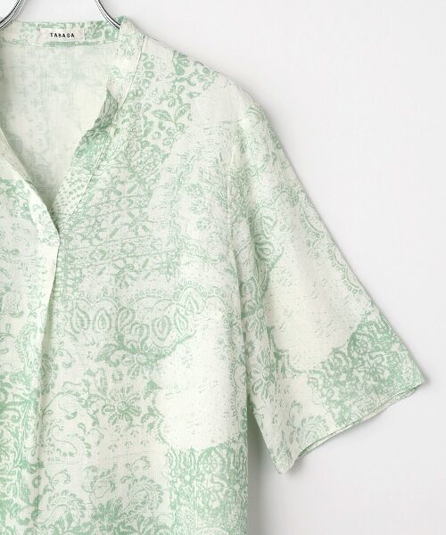 TABASA / タバサ チュニック | フレンチリネン × かすりアート プリント チュニック | 詳細2