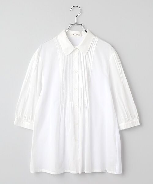 TABASA / タバサ チュニック | ビンテージ ローン × 天竺 シャツワンピース（シロ）