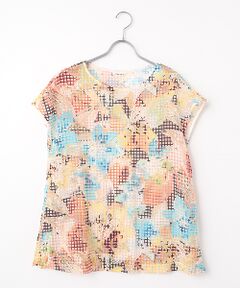 TABASA / タバサ シャツ・ブラウス | オーガンジー × ミックスフラワープリント フレンチスリーブ ブラウス