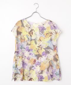 TABASA / タバサ シャツ・ブラウス | オーガンジー × ミックスフラワープリント フレンチスリーブ ブラウス