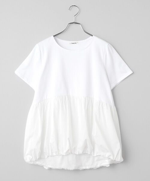 TABASA / タバサ シャツ・ブラウス | ビンテージ ローン × 天竺 ショートスリーブ ブラウス（シロ）