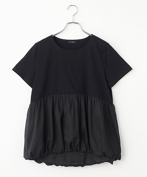 TABASA / タバサ シャツ・ブラウス | ビンテージ ローン × 天竺 ショートスリーブ ブラウス（クロ）