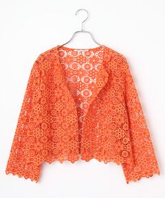 TABASA / タバサ カーディガン・ボレロ | バイカラー フラワー刺繍 ジャケット