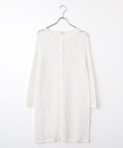 TABASA / タバサ カーディガン・ボレロ | リネンシャワー レース編み ロング カーディガン（シロ）