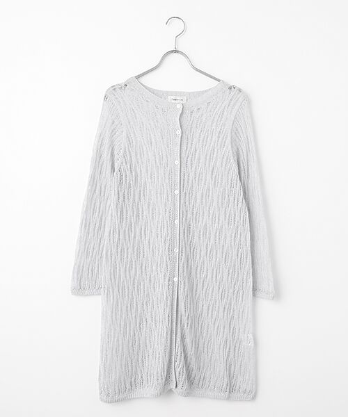 TABASA / タバサ カーディガン・ボレロ | リネンシャワー レース編み ロング カーディガン（グレー）