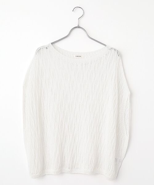 TABASA / タバサ ニット・セーター | リネンシャワー レース編み スリーブレス プルオーバー（シロ）