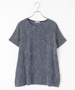 TABASA / タバサ チュニック | シャーリング ボーダー ショートスリーブ チュニック