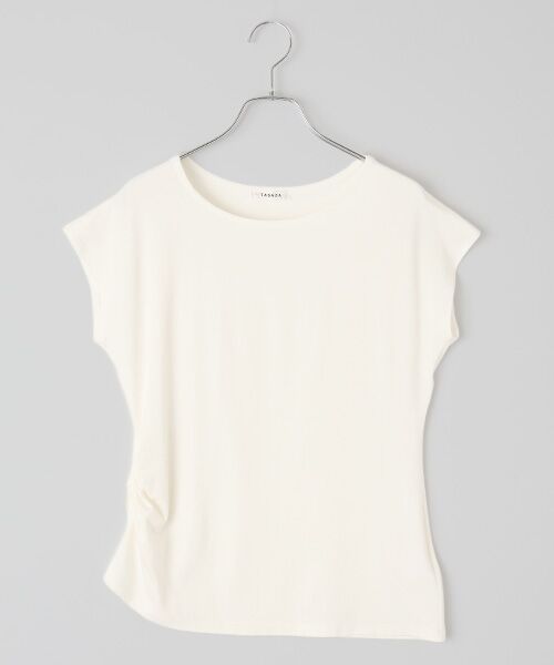TABASA / タバサ カットソー | ウエスト シャーリング フレンチスリーブ プルオーバー（シロ）