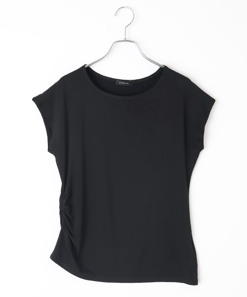 TABASA / タバサ カットソー | ウエスト シャーリング フレンチスリーブ プルオーバー（クロ）