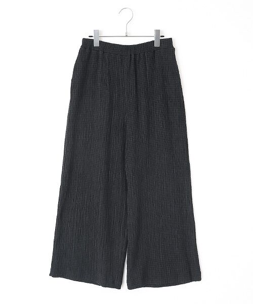 TABASA / タバサ その他パンツ | シャーリング ボーダー イージーパンツ（クロ×クロ）