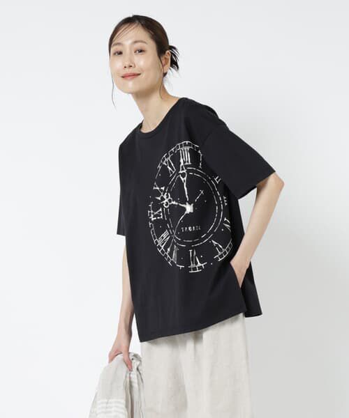 TABASA / タバサ Tシャツ | 40/２天竺 クロックプリント Tシャツ | 詳細6