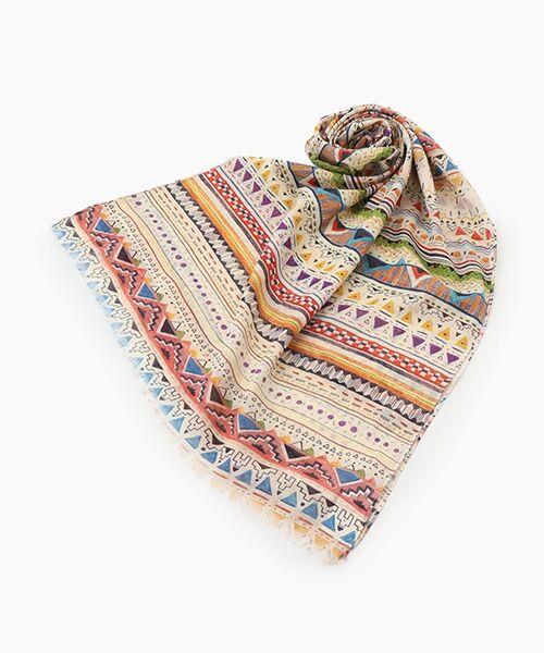 TABASA / タバサ マフラー・ショール・スヌード・ストール | ☆カラフル エスニック ボーダー ストール | 詳細1