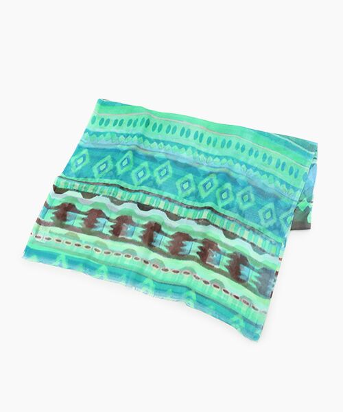 TABASA / タバサ マフラー・ショール・スヌード・ストール | ☆エスニック にじみ プリント ストール（グリーン）