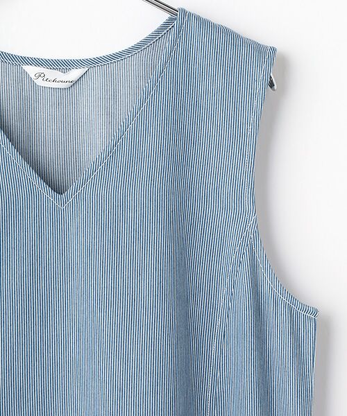 TABASA / タバサ ロング・マキシ丈ワンピース | ライトオンス ヒッコリー Vネック ジャンパースカート | 詳細2