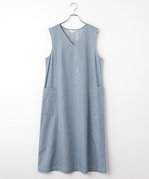 TABASA / タバサ ロング・マキシ丈ワンピース | ライトオンス ヒッコリー Vネック ジャンパースカート（インディコ）