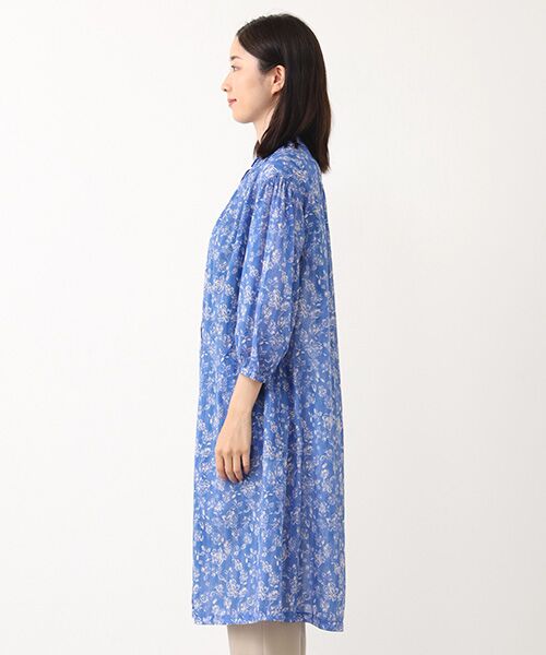TABASA / タバサ ロング・マキシ丈ワンピース | ボイル ｘ チンツプリント バンドカラー ワンピース | 詳細6