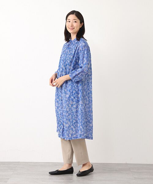 TABASA / タバサ ロング・マキシ丈ワンピース | ボイル ｘ チンツプリント バンドカラー ワンピース | 詳細8