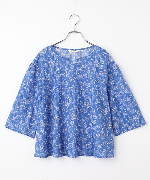 TABASA / タバサ シャツ・ブラウス | ボイル ｘ チンツプリント ７分袖 ブラウス（ブルー）
