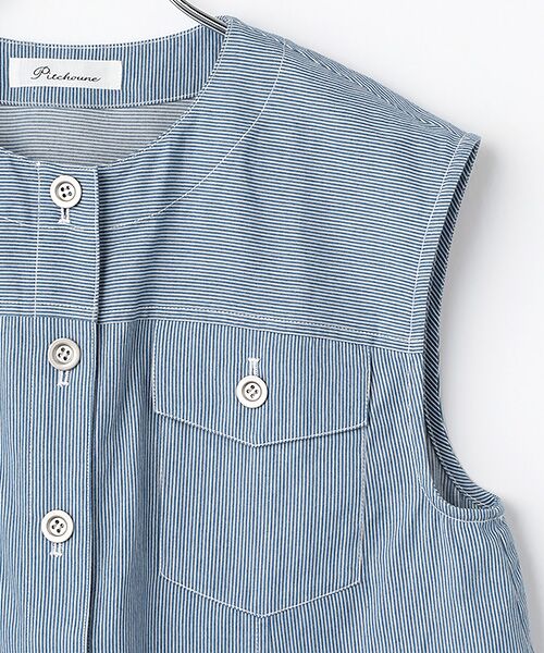 TABASA / タバサ ベスト | ライトオンス ヒッコリー ノースリーブ ブルゾン | 詳細2