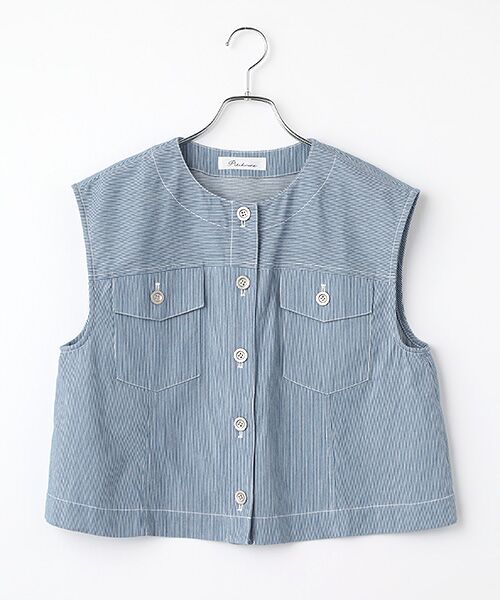 TABASA / タバサ ベスト | ライトオンス ヒッコリー ノースリーブ ブルゾン（インディコ）