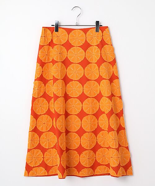 TABASA / タバサ ロング・マキシ丈スカート | インドコットン パッチワーク刺繍 スカート（オレンジ）