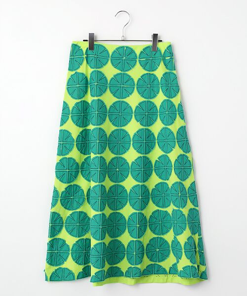 TABASA / タバサ ロング・マキシ丈スカート | インドコットン パッチワーク刺繍 スカート（グリーン）