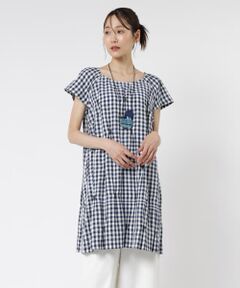 TABASA / タバサ チュニック | ギンガム ドット シャーリング チュニック