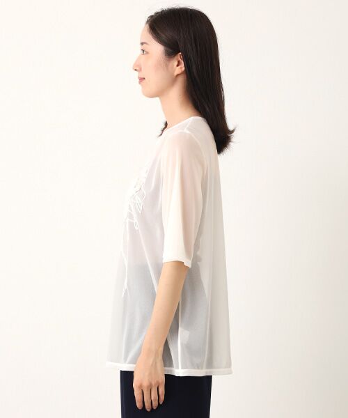 TABASA / タバサ Tシャツ | シフォン フラワー 刺繍 Tシャツ | 詳細2