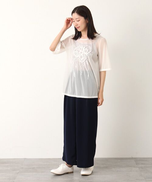 TABASA / タバサ Tシャツ | シフォン フラワー 刺繍 Tシャツ | 詳細4