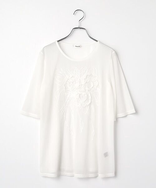 TABASA / タバサ Tシャツ | シフォン フラワー 刺繍 Tシャツ | 詳細2