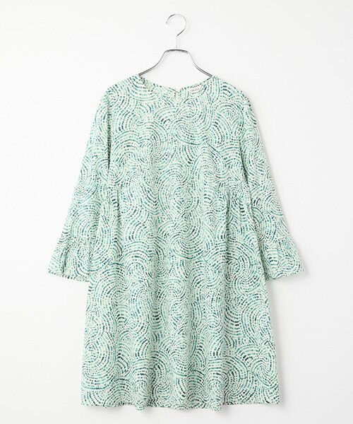 TABASA / タバサ チュニック | シフォン スポテット ドット プリント チュニック（グリーン）