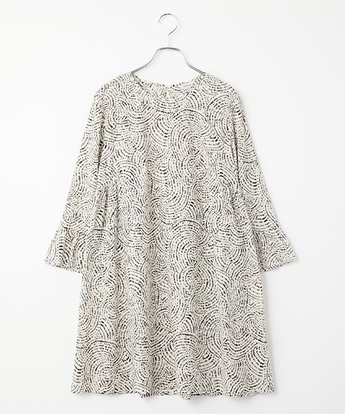 TABASA / タバサ チュニック | シフォン スポテット ドット プリント チュニック（クロ）