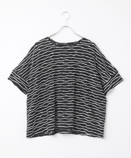 TABASA / タバサ Tシャツ | ウェーブボーダー Tシャツ（クロ）