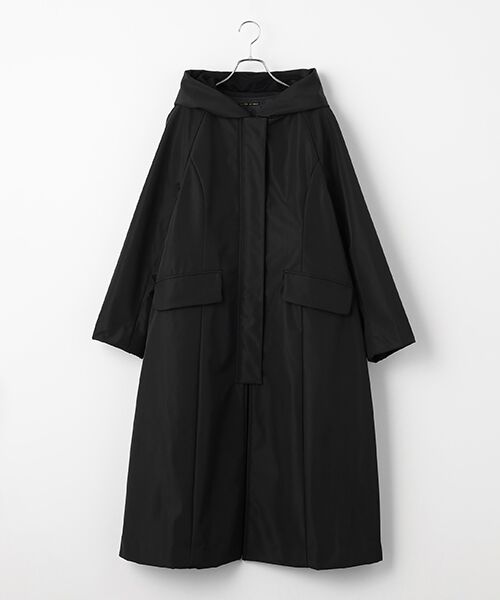 TABASA / タバサ その他アウター | タフタ × フリース ボンディング フード ロング コート（クロ）