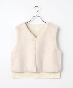 TABASA / タバサ ベスト | ミンク風 フェイクファー ニットコンビ ベスト