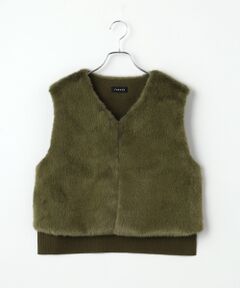TABASA / タバサ ベスト | ミンク風 フェイクファー ニットコンビ ベスト