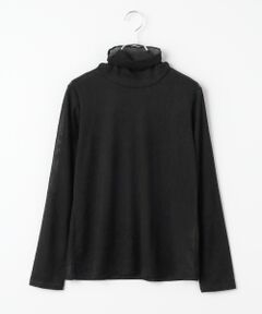 TABASA / タバサ カットソー | フロック調 チュール 起毛 タートルネック カットソー