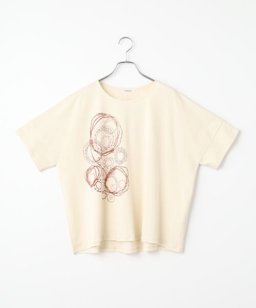 TABASA / タバサ Tシャツ | スムース ループプリント Tシャツ（アイボリー）