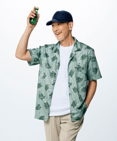 TAKASHIMAYA Tsuhan Edition / タカシマヤ ツーハン・エディション シャツ・ブラウス | オープンカラーアロハカットシャツ(グリーン)