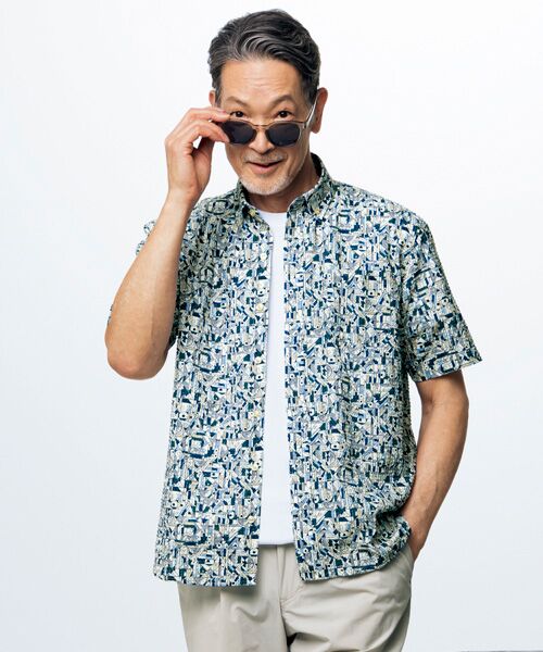 TAKASHIMAYA Tsuhan Edition / タカシマヤ ツーハン・エディション シャツ・ブラウス | プリントボタンダウンサッカー半袖シャツ | 詳細2