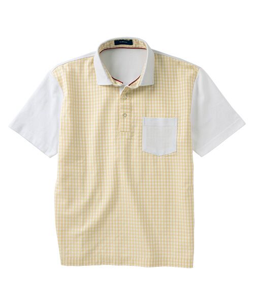 TAKASHIMAYA Tsuhan Edition / タカシマヤ ツーハン・エディション ポロシャツ | 前身布帛切替え鹿の子半袖ポロシャツ(ホワイト)