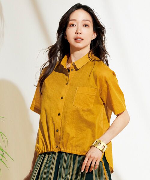 TAKASHIMAYA Tsuhan Edition / タカシマヤ ツーハン・エディション シャツ・ブラウス | 綿麻スラブローンブラウス(キャメル系)