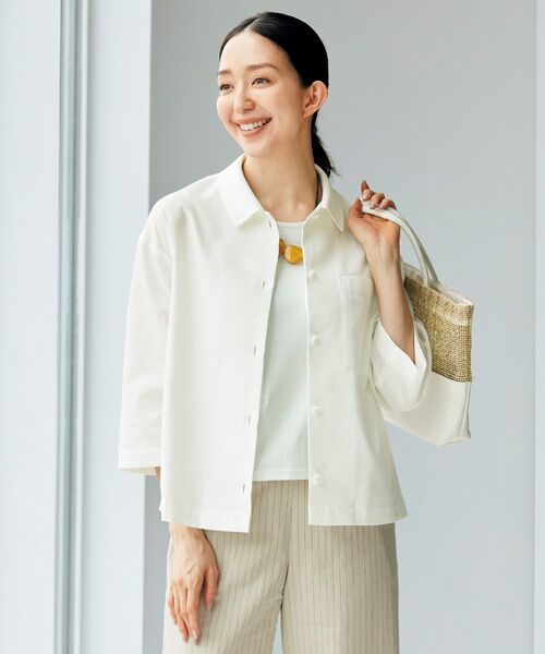 TAKASHIMAYA Tsuhan Edition / タカシマヤ ツーハン・エディション シャツ・ブラウス | 綿混オーバーシャツ(オフホワイト)