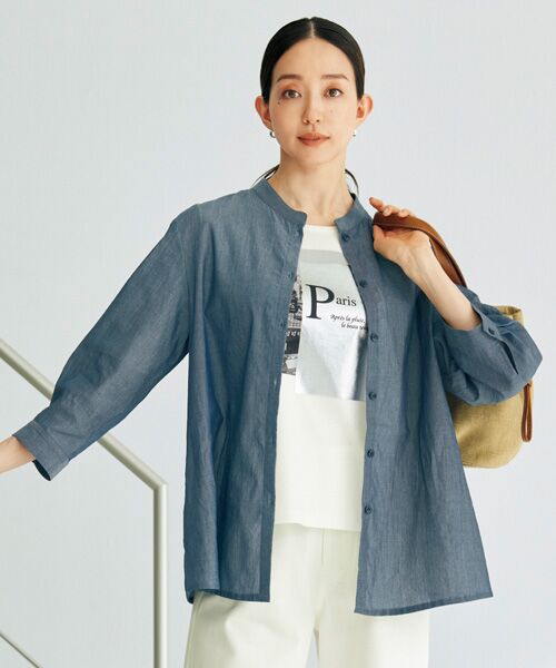 TAKASHIMAYA Tsuhan Edition / タカシマヤ ツーハン・エディション シャツ・ブラウス | シアーデニムシャツ（ネイビー）