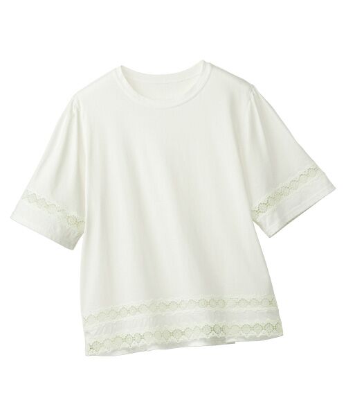 TAKASHIMAYA Tsuhan Edition / タカシマヤ ツーハン・エディション カットソー | レース使いカットソー(オフホワイト)