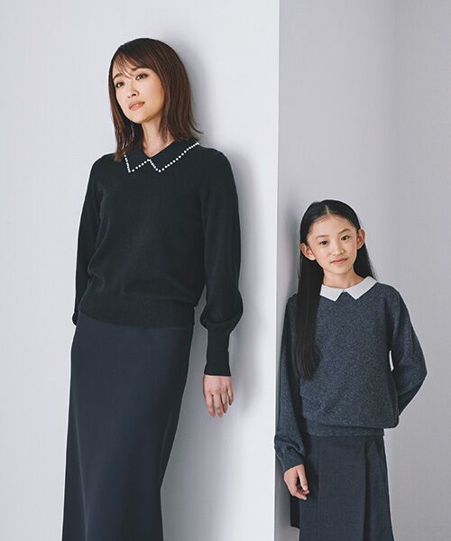 TAKASHIMAYA CASHMERE（キッズ、ストール・マフラー） / タカシマヤ カシミヤ（キッズ、ストール・マフラー） ニット・セーター | 襟付プルオーバー【120/130】【身頃・袖：カシミヤ100%/襟：毛70％/カシミヤ30%・手洗い可/ドライ】 | 詳細2